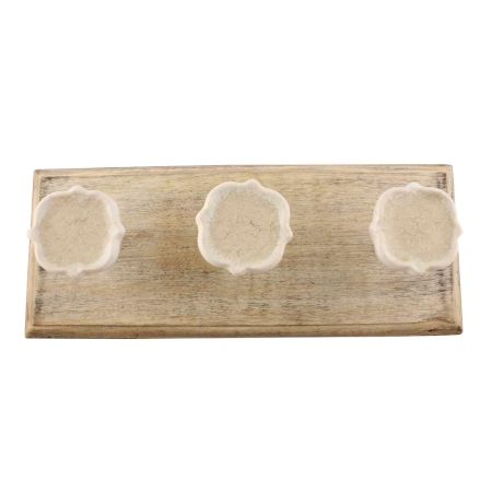 White Solid Ceramic Wooden Hook